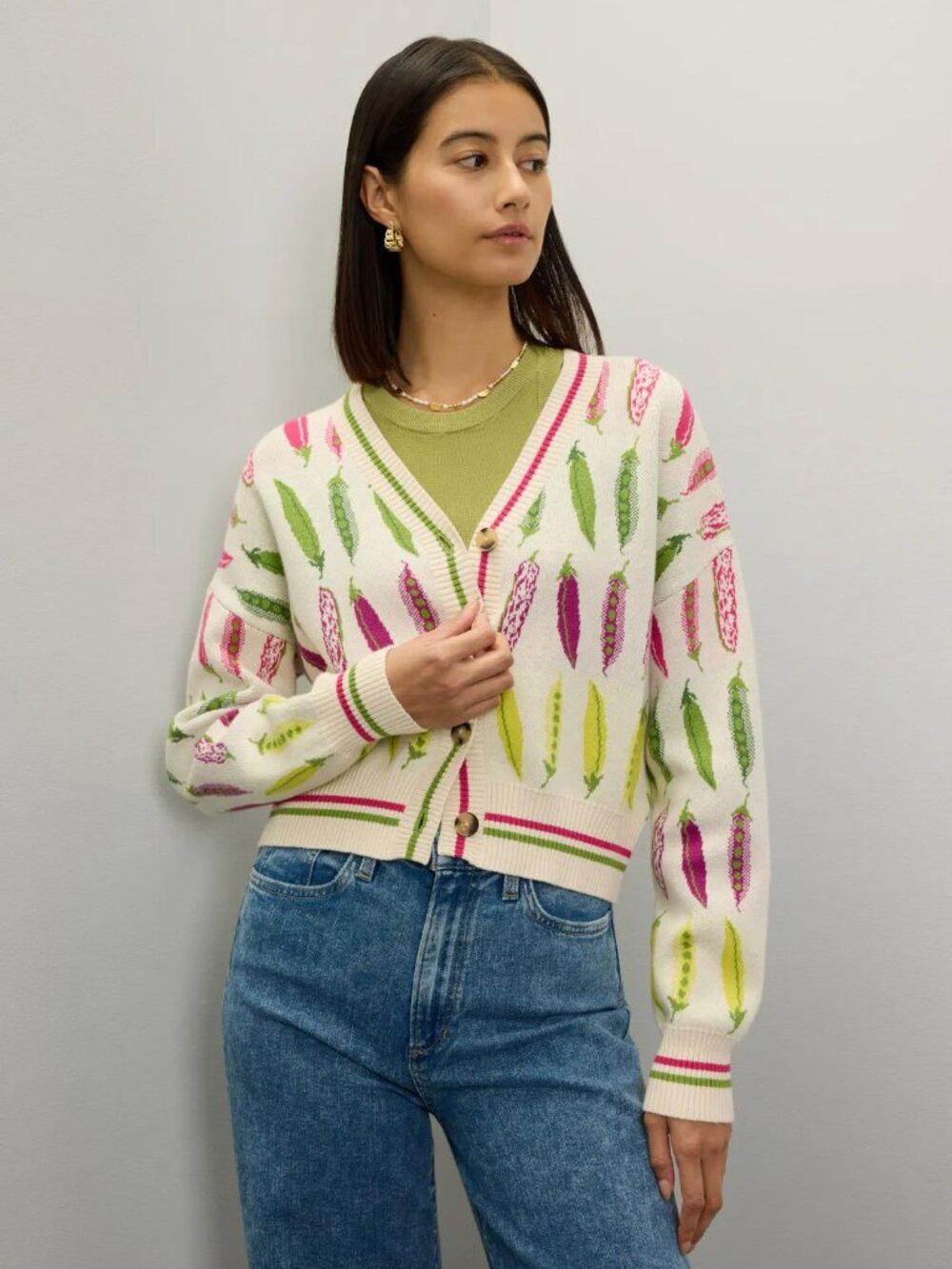 NWT Rachel Antonoff Ana Sweater in Snap Pea Print